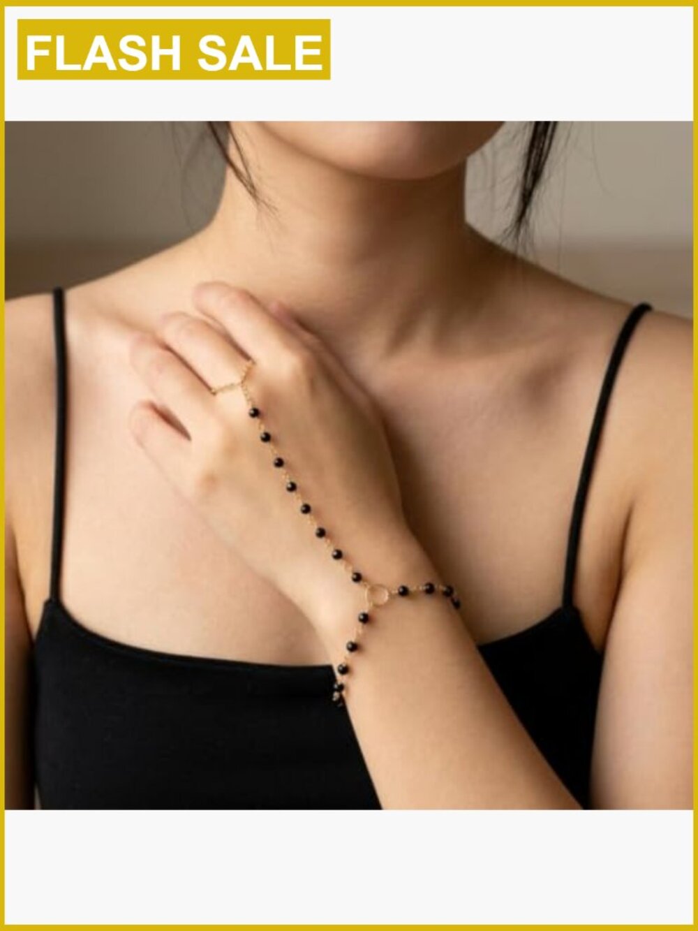 Crystal Bead Hand Chain Bracelet Gold Plated Adjustable - Picture 5 of 6